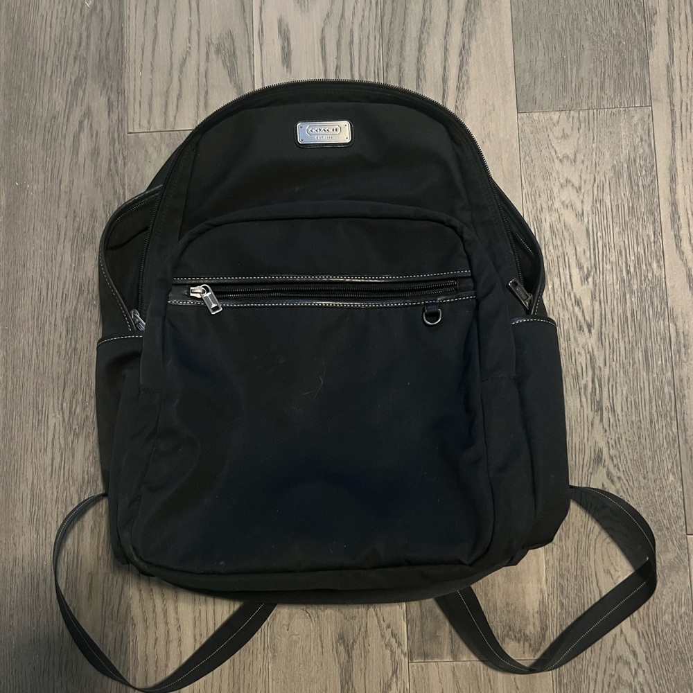 Coach Black Backpack with Signature Design